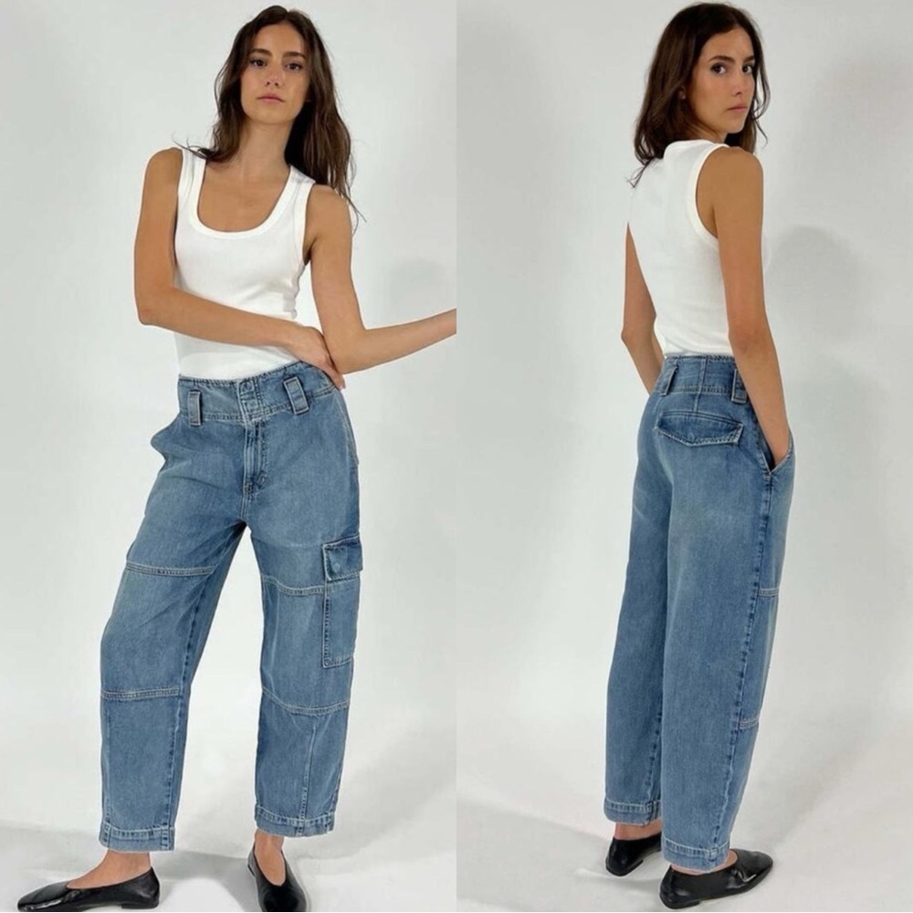 ÉTICA Juni Relaxed Cargo Barrel Denim High Rise Cotton Jeans